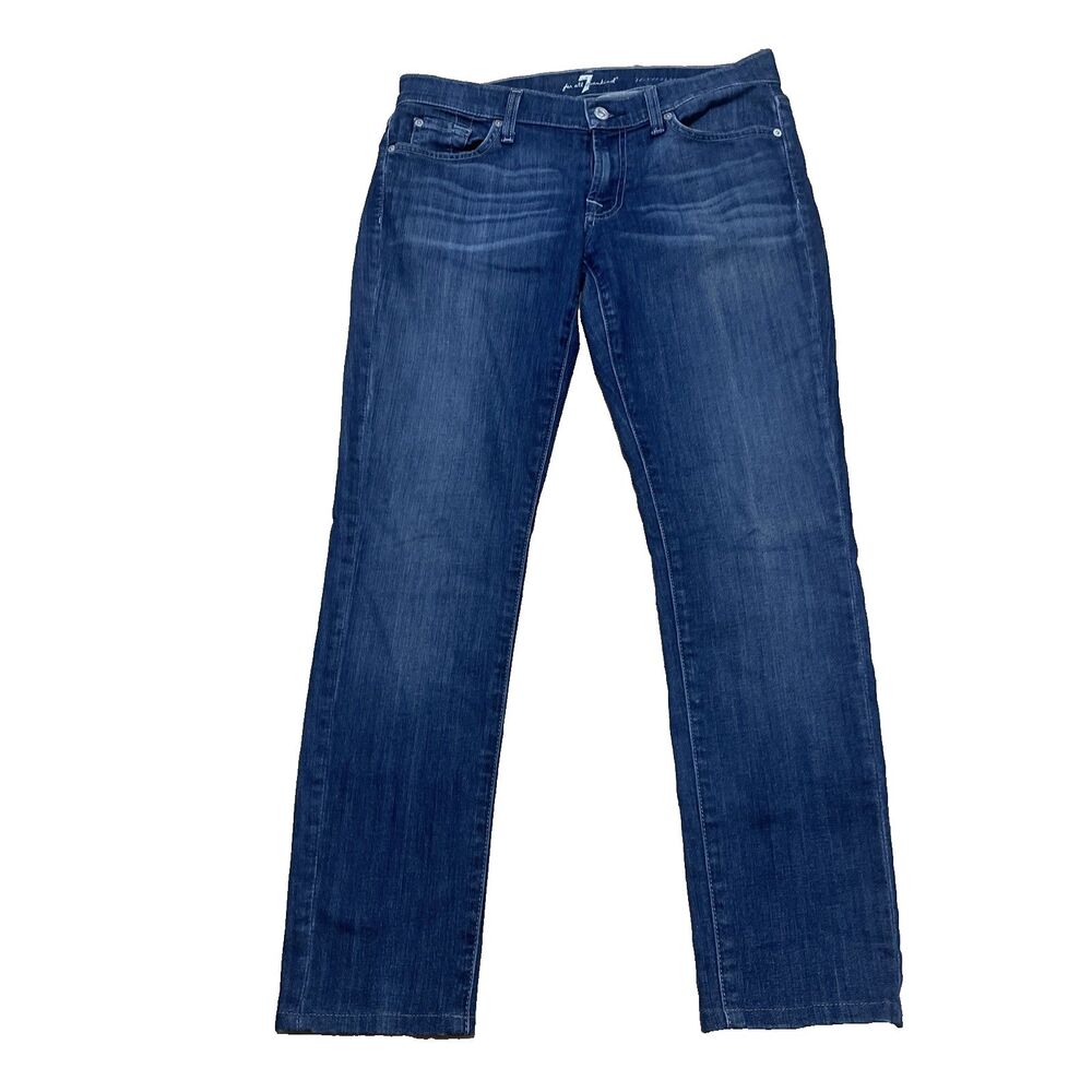 7 For All Mankind Low Rise Jeans Womens 30 Roxanne Medium Wash Skinny Blue Denim